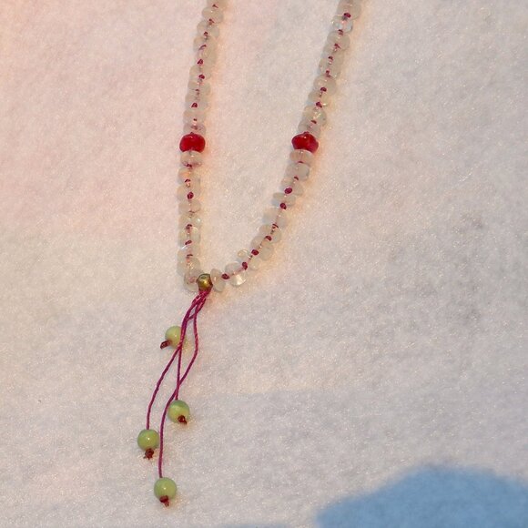 Moonstone, Red Onyx, and Tahitian Cultured Pearl Hand Made Necklace - Picture 4 of 11